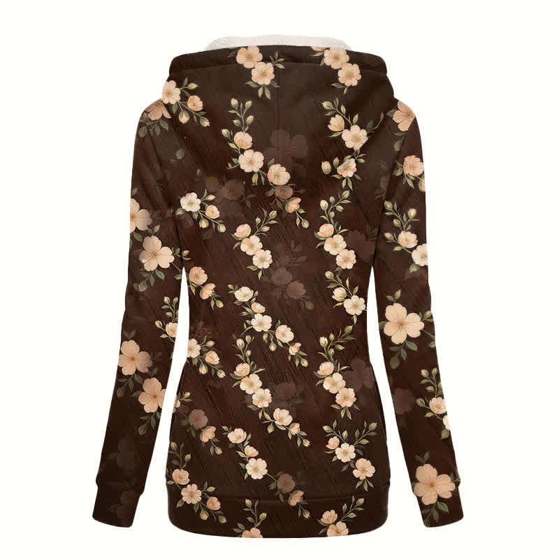 Christianartworkshop Vintage Floral Hooded Sherpa Lined Women's Fleece Coat - image 1