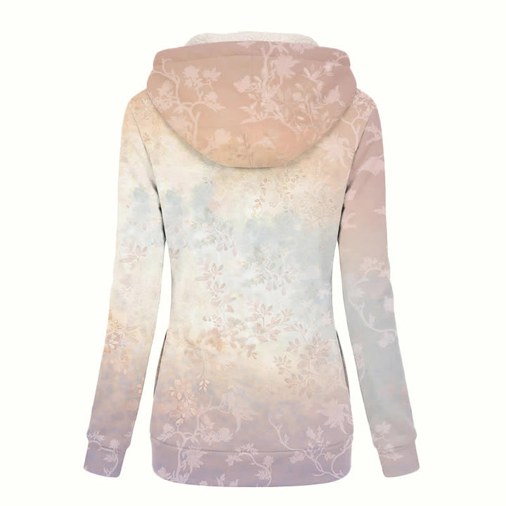 Christianartworkshop Blush Floral Heart Hooded Women's Fleece Coat - image 1