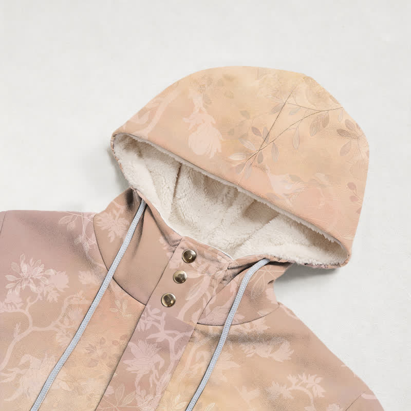 Christianartworkshop Blush Floral Heart Hooded Women's Fleece Coat - image 2