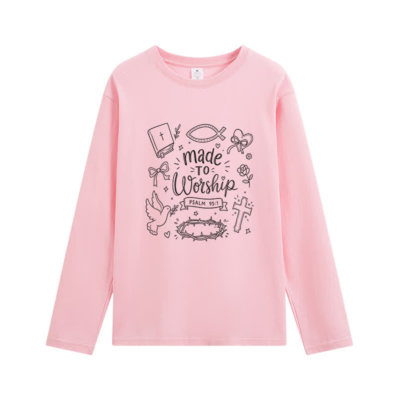 Christianartworkshop Made To Worship Psalm 95:1 Graphic Long-Sleeve T-Shirt - Pink - 4XL - image 0