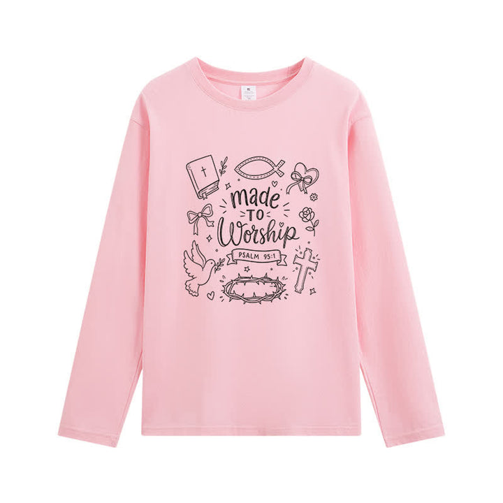 Christianartworkshop Made To Worship Psalm 95:1 Graphic Long-Sleeve T-Shirt - Pink - 4XL - image 0