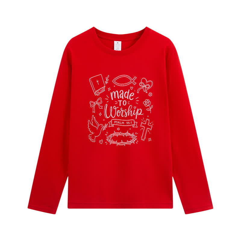 Christianartworkshop Made To Worship Psalm 95:1 Graphic Long-Sleeve T-Shirt - Red - 4XL - image 11