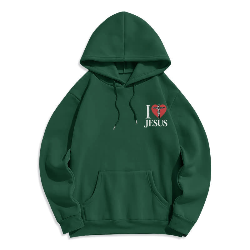 Christianartworkshop I Love Jesus Heart Cross Fleece Lined Hoodie - image 20