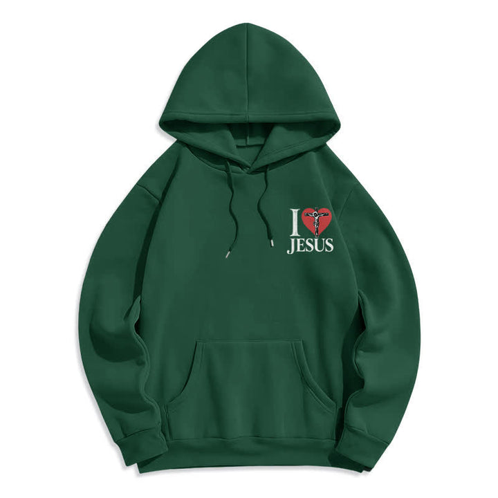 Christianartworkshop I Love Jesus Heart Cross Fleece Lined Hoodie - image 20
