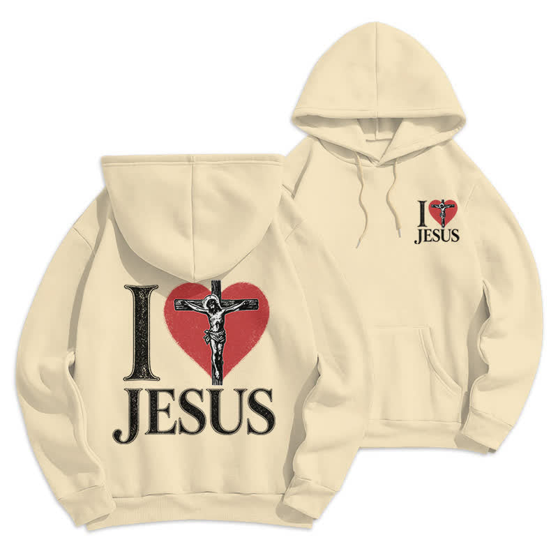 Christianartworkshop I Love Jesus Heart Cross Fleece Lined Hoodie - image 21
