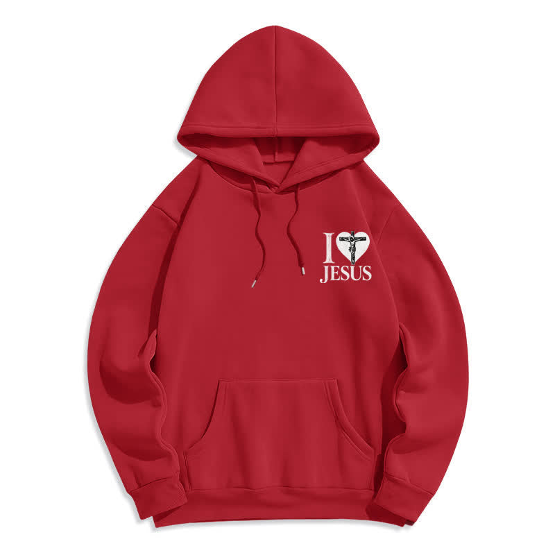 Christianartworkshop I Love Jesus Heart Cross Fleece Lined Hoodie - image 14