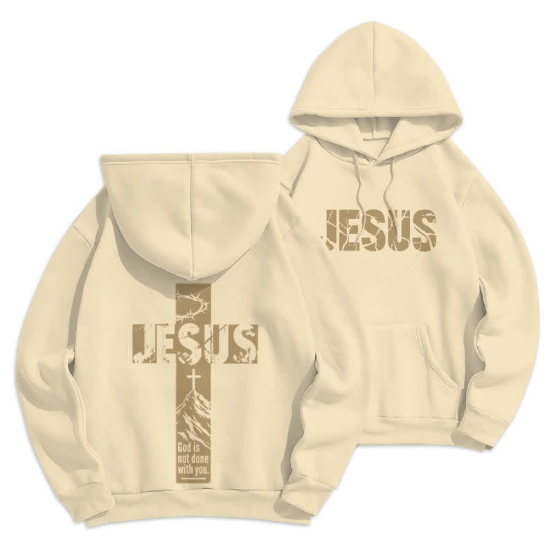 Christianartworkshop Jesus Graffiti God Is Not Done With You Hoodie - Beige - 2XL - image 0