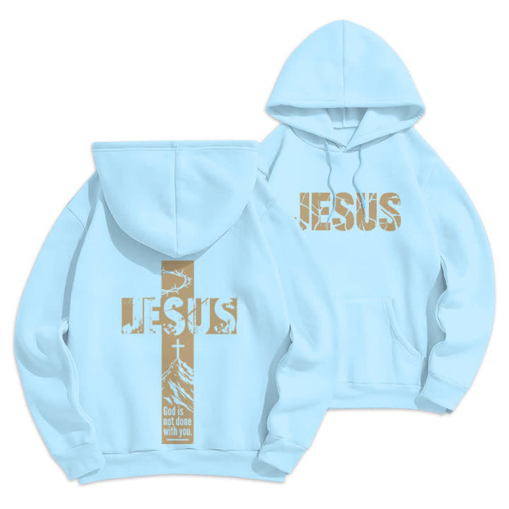 Christianartworkshop Jesus Graffiti God Is Not Done With You Hoodie - Blue - 2XL - image 3