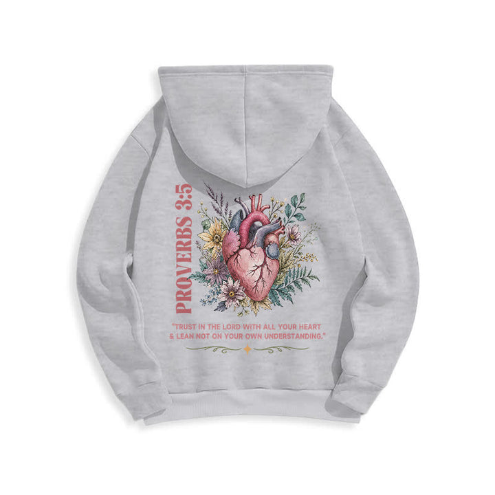 Christianartworkshop Proverbs 3:5 Floral Heart Streetwear Fleece Lined Hoodie - image 10