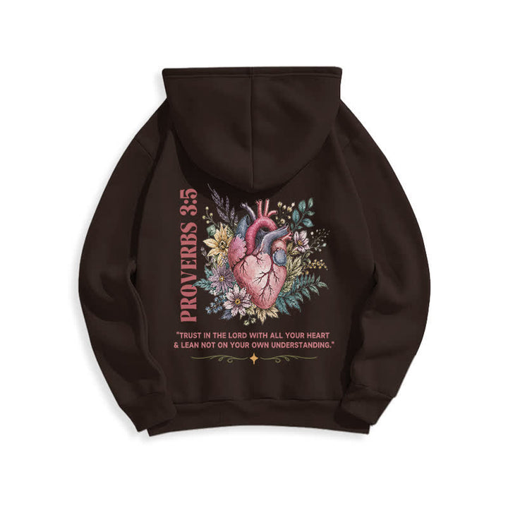 Christianartworkshop Proverbs 3:5 Floral Heart Streetwear Fleece Lined Hoodie - image 7