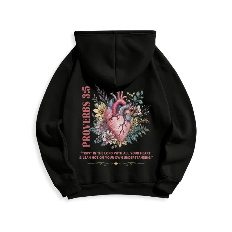Christianartworkshop Proverbs 3:5 Floral Heart Streetwear Fleece Lined Hoodie - image 4