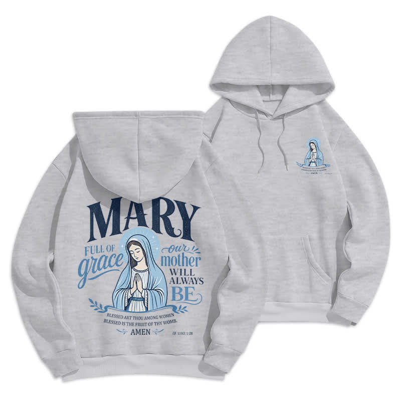 Christianartworkshop Mary Full Of Grace White Streetwear Fleece Lined Hoodie - Grey - 2XL - image 12