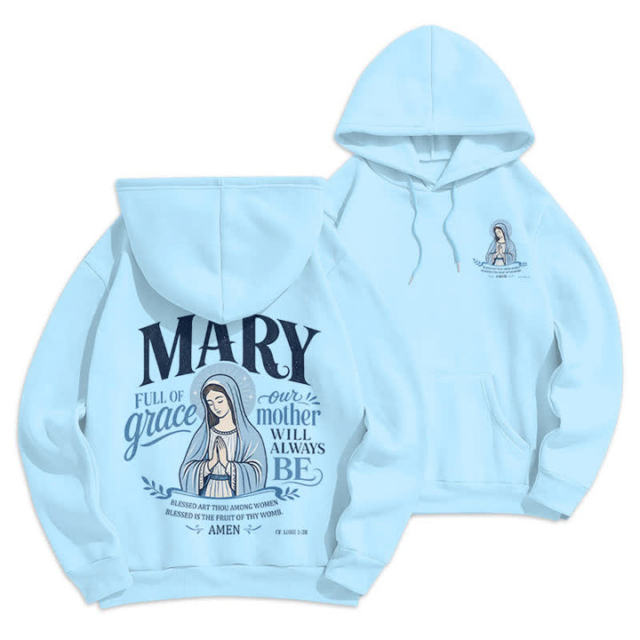 Christianartworkshop Mary Full Of Grace White Streetwear Fleece Lined Hoodie - Blue - 2XL - image 21