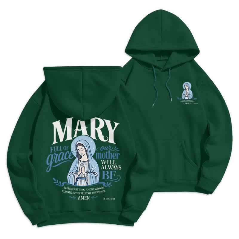 Christianartworkshop Mary Full Of Grace White Streetwear Fleece Lined Hoodie - Green - 2XL - image 9