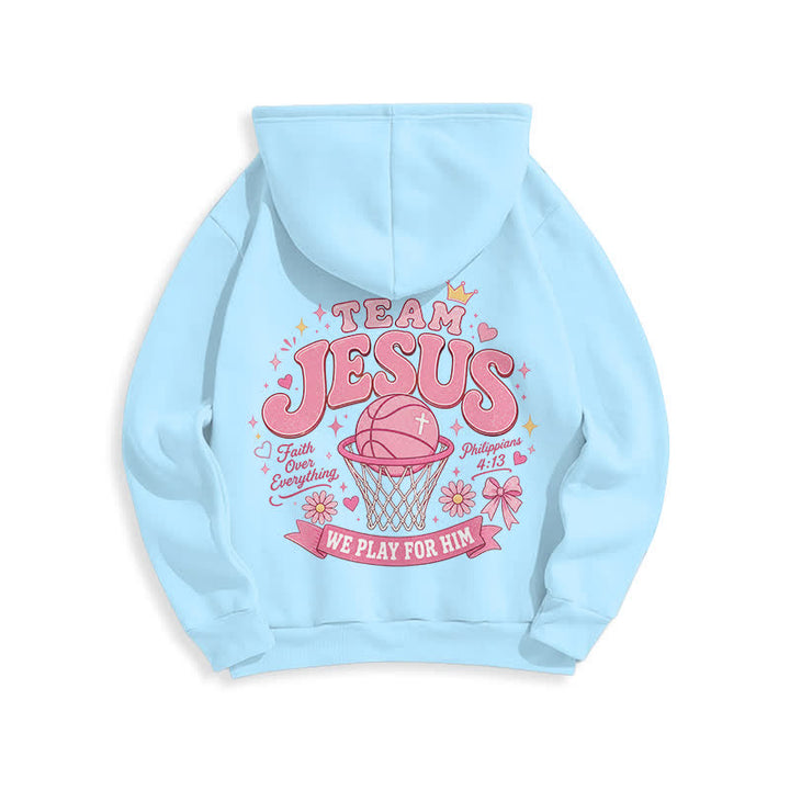 Christianartworkshop Team Jesus Basketball Streetwear Fleece Lined Dark Green Hoodie - image 16