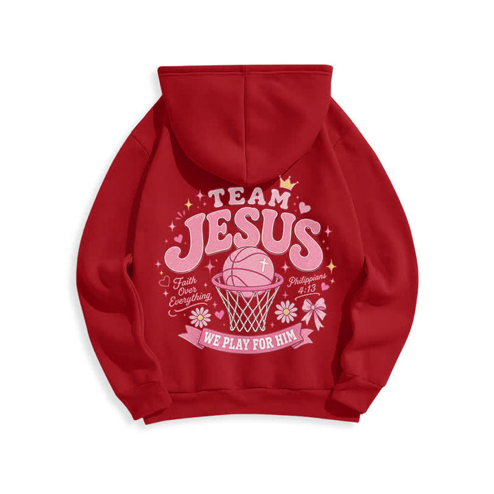 Christianartworkshop Team Jesus Basketball Streetwear Fleece Lined Dark Green Hoodie - image 10