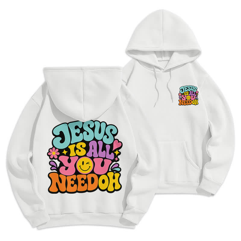 Christianartworkshop Jesus Is All You Need Graffiti Fleece Lined Hoodie - White - 2XL - image 0
