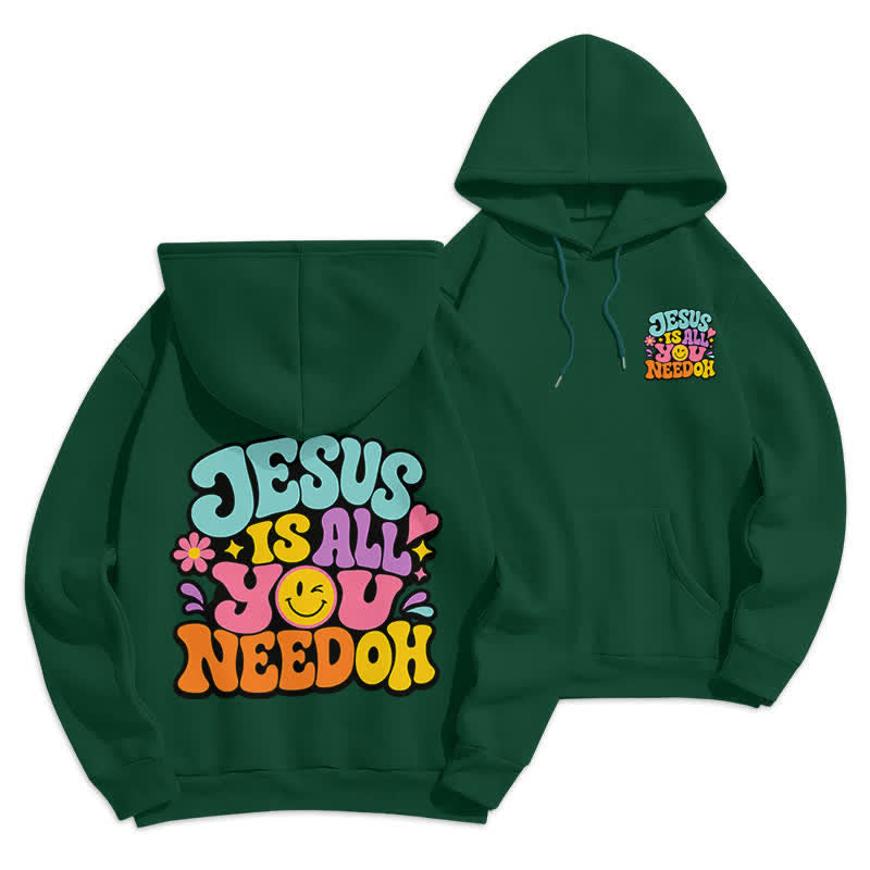 Christianartworkshop Jesus Is All You Need Graffiti Fleece Lined Hoodie - Green - 2XL - image 6