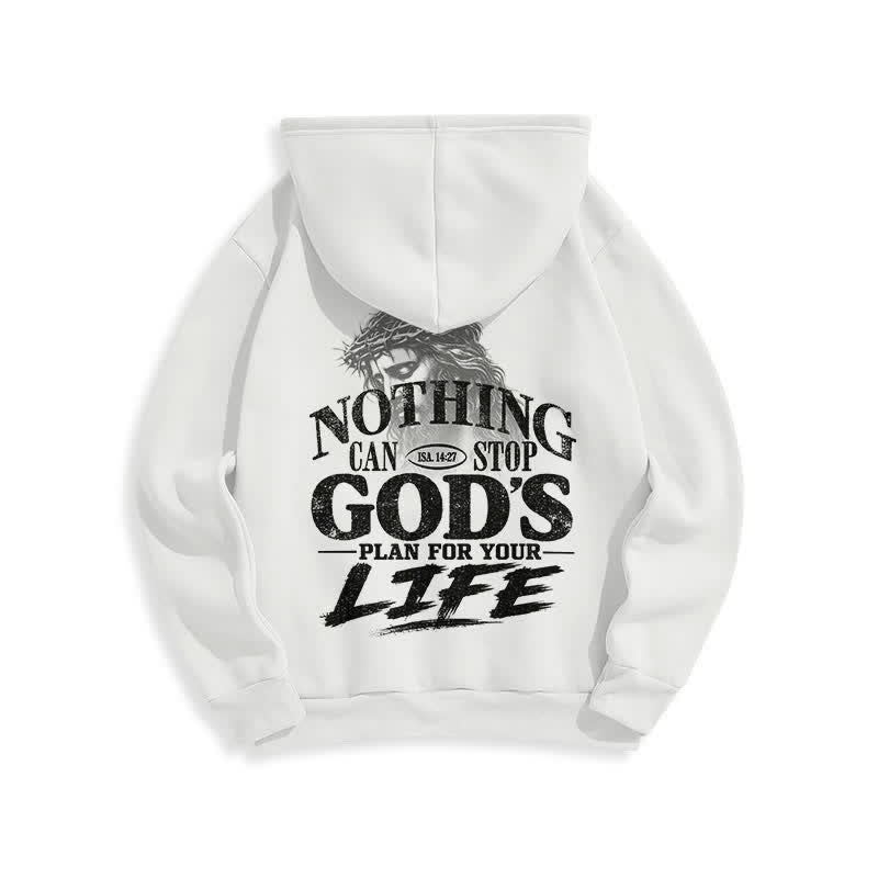 Christianartworkshop God's Plan Vintage Back Print White Pullover Hoodie - image 1