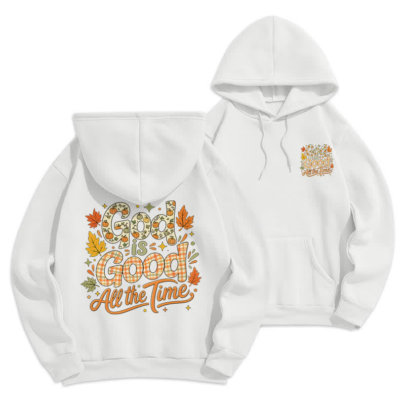 Christianartworkshop Good Is Good All The Time Vintage Fall Graphic Hoodie - White - 2XL - image 0