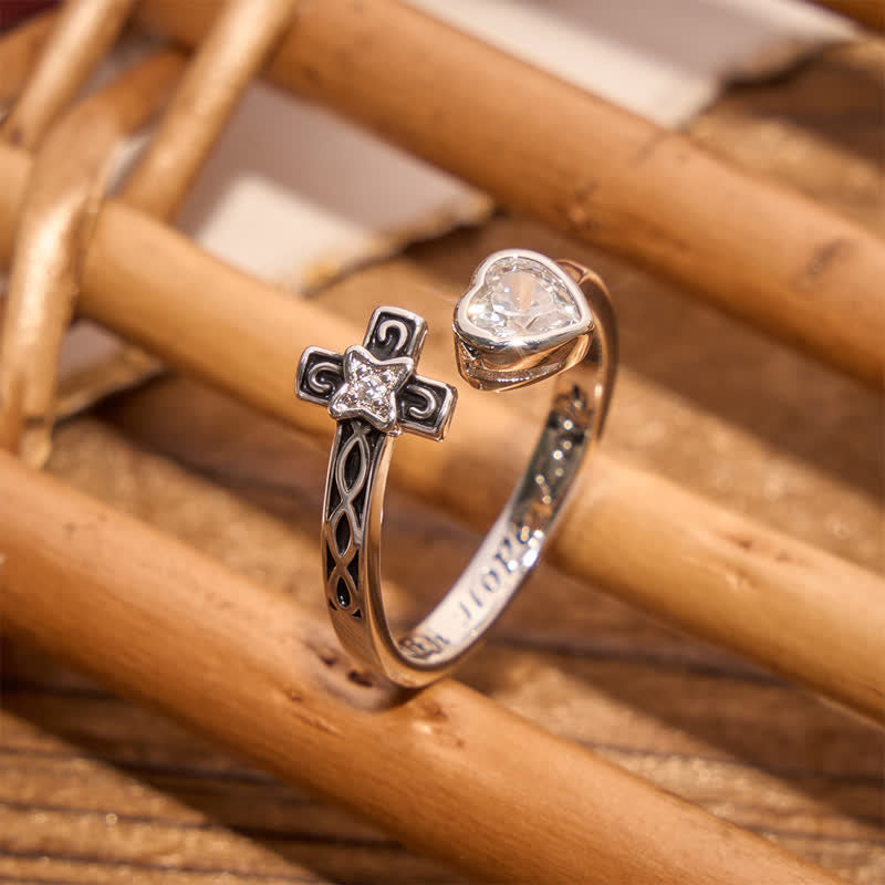 Christianartworkshop Inscribed Faith Hope Love Cross Heart Ring: Token of Gentle Divine Comfort - image 6