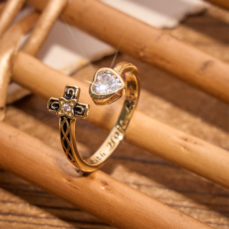 FREE Today: Inscribed Faith Hope Love Cross Heart Ring: Token of Gentle Divine Comfort - image 3