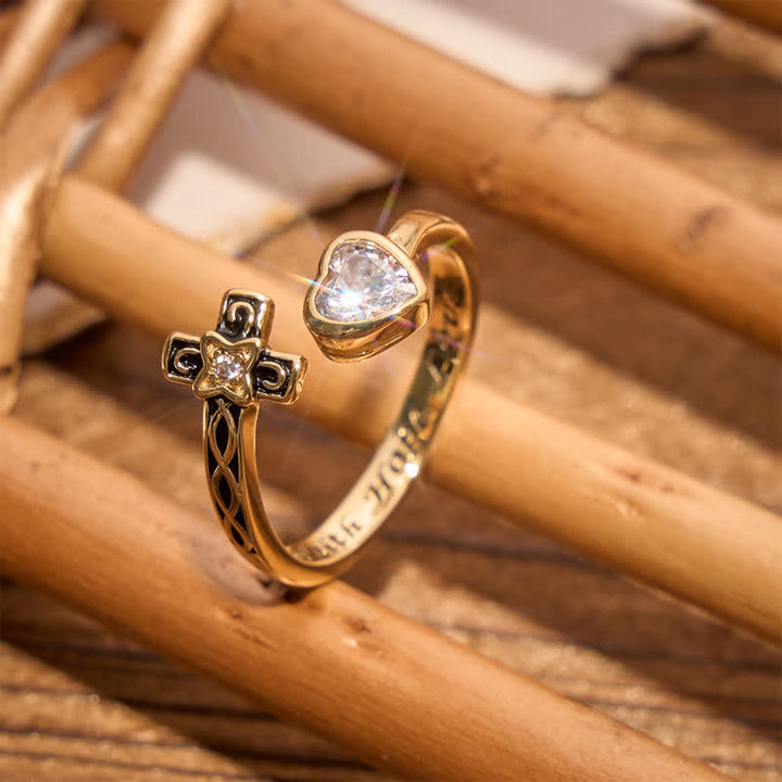 FREE Today: Inscribed Faith Hope Love Cross Heart Ring: Token of Gentle Divine Comfort - image 3