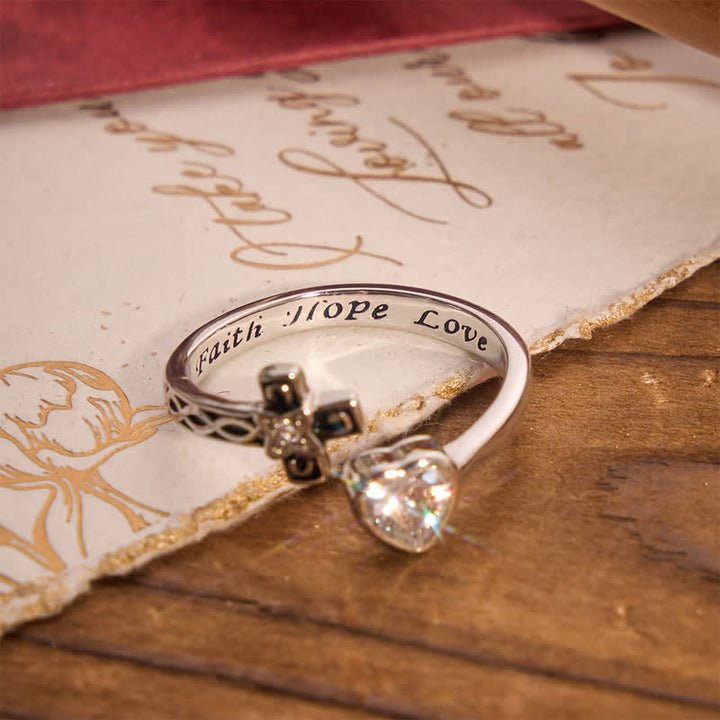 FREE Today: Inscribed Faith Hope Love Cross Heart Ring: Token of Gentle Divine Comfort - image 5