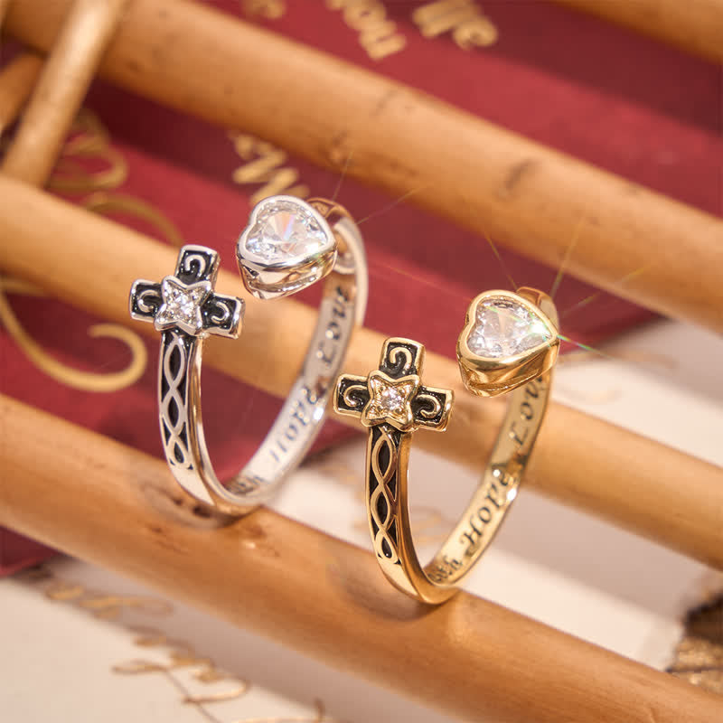 FREE Today: Inscribed Faith Hope Love Cross Heart Ring: Token of Gentle Divine Comfort - image 0