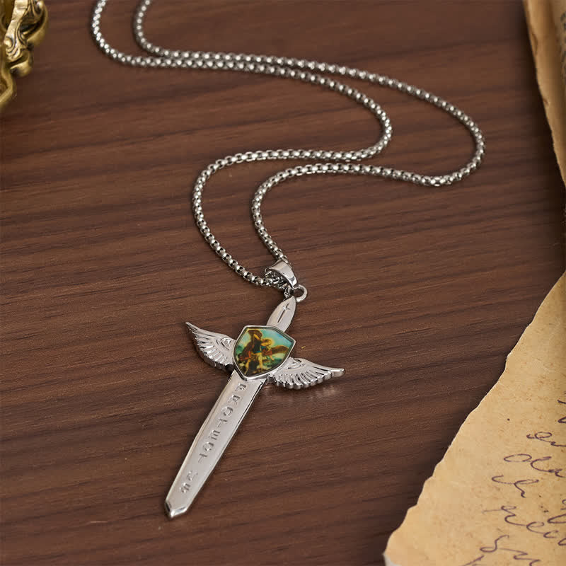 FREE Today: Uplifting Double-Face St. Michael Wing Sword Cross Necklace - image 9