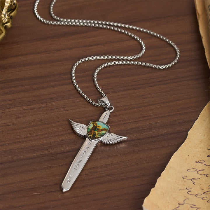 FREE Today: Uplifting Double-Face St. Michael Wing Sword Cross Necklace - image 9