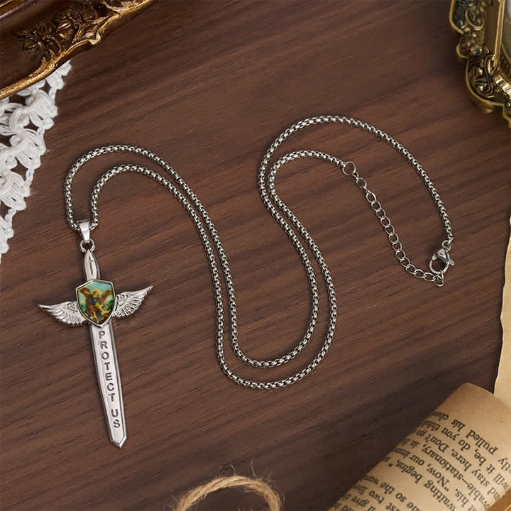 FREE Today: Uplifting Double-Face St. Michael Wing Sword Cross Necklace - image 8