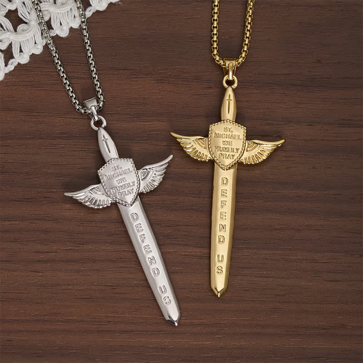 FREE Today: Uplifting Double-Face St. Michael Wing Sword Cross Necklace - image 3