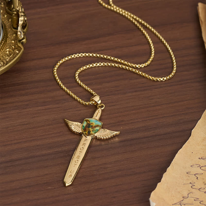 FREE Today: Uplifting Double-Face St. Michael Wing Sword Cross Necklace - image 5