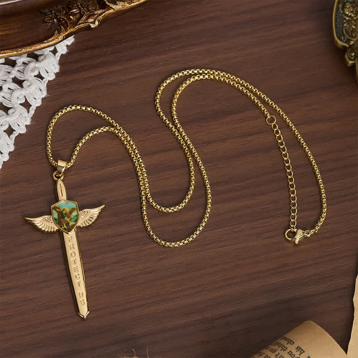 FREE Today: Uplifting Double-Face St. Michael Wing Sword Cross Necklace - image 4