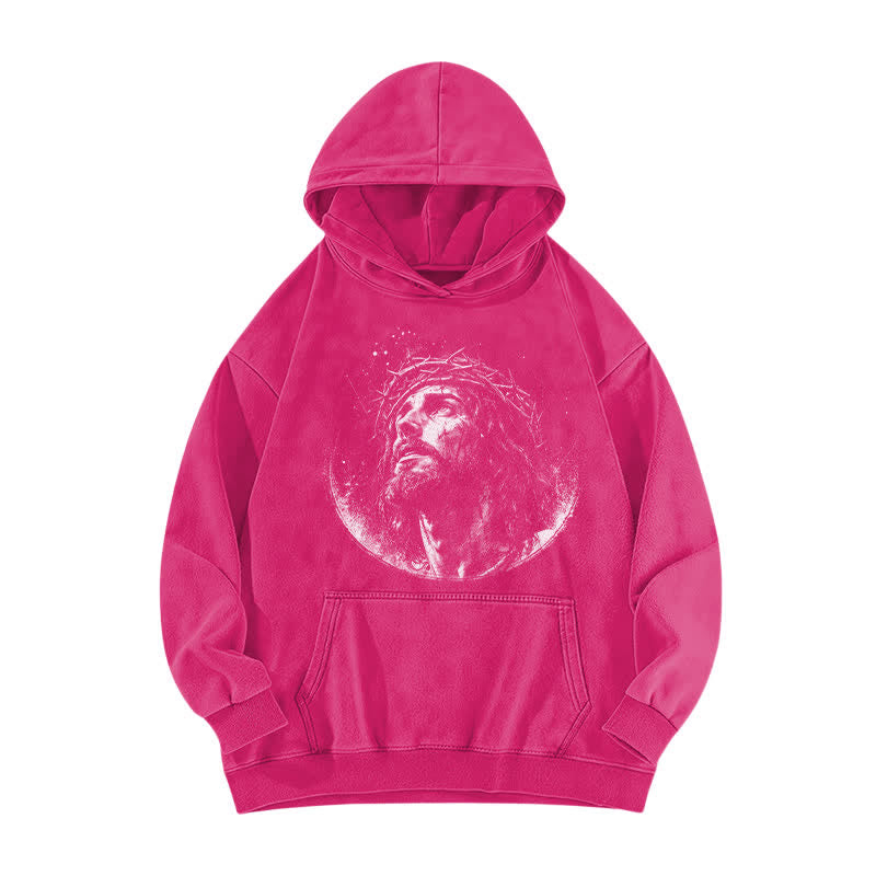 Christianartworkshop Crown Of Thorns Portrait Black Street Washed Hoodie - image 17