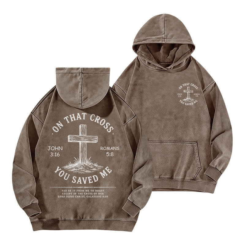 Christianartworkshop On That Cross Vintage Brown Washed Hoodie - Coffee - 5XL - image 0