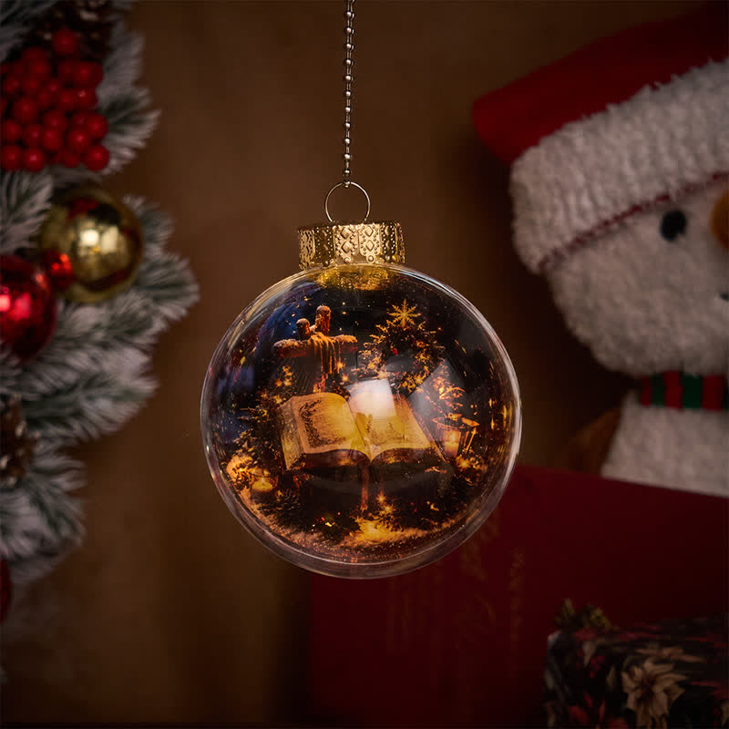 Christianartworkshop Multi-Style Sacred Print Christmas Bauble: Token of Holy Blessing & Quiet Devotion - With LED Light - Bible - image 0