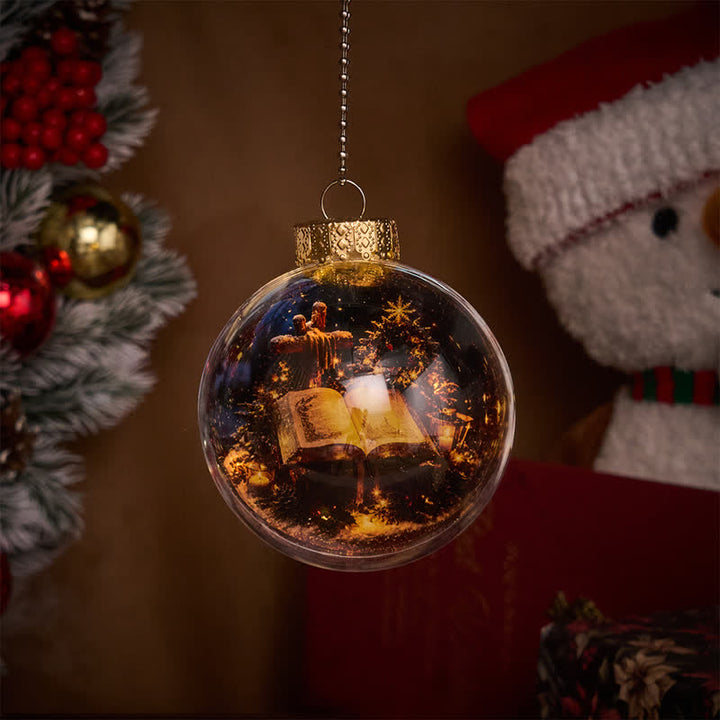 Christianartworkshop Multi-Style Sacred Print Christmas Bauble: Token of Holy Blessing & Quiet Devotion - With LED Light - Bible - image 3
