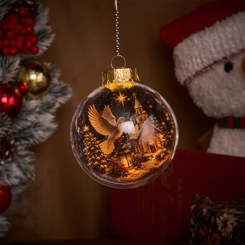 FREE Today: Multi-Style Sacred Print Christmas Bauble: Token of Holy Blessing & Quiet Devotion - With LED Light - Holy Spirit - image 0
