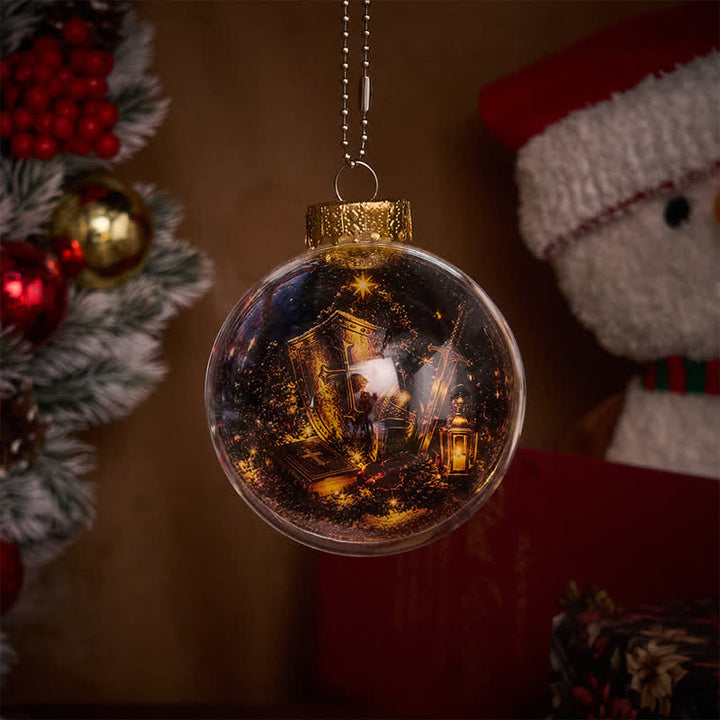 Christianartworkshop Multi-Style Sacred Print Christmas Bauble: Token of Holy Blessing & Quiet Devotion - With LED Light - Cross - image 2