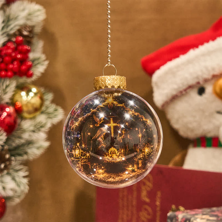 Christianartworkshop Multi-Style Sacred Print Christmas Bauble: Token of Holy Blessing & Quiet Devotion - Without LED Light - Nativity - image 18