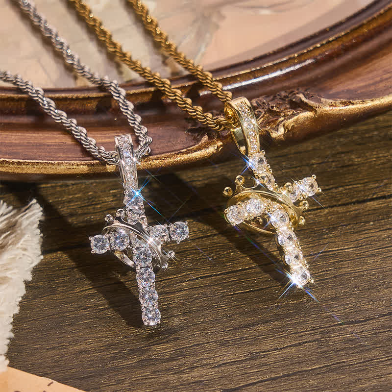 FREE Today: Fully Paved Shining Cross With Crown Accent: Charm of Radiant Heavenly Radiance - image 1