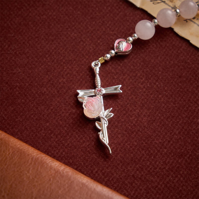 FREE Today: Blush Rose Quartz Rosary With Our Lady Medallion & Rose Cross: Token of Tender Divine Love - image 8