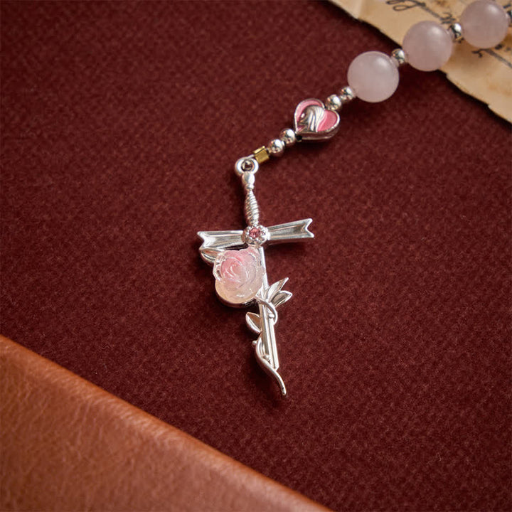 FREE Today: Blush Rose Quartz Rosary With Our Lady Medallion & Rose Cross: Token of Tender Divine Love - image 8