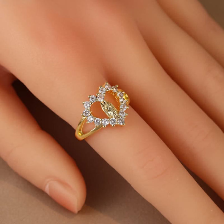 Christianartworkshop Elegant Crystal Framed Our Lady of Guadalupe Ring: Emblem of Heavenly Gentle Favor - image 1