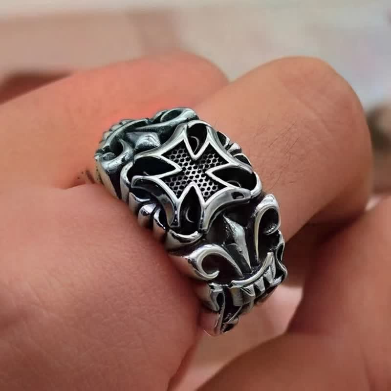 Christianartworkshop Ornate Engraved Cross Adjustable Ring: Sign of Enduring Divine Protection - Metallic( Suitable for US Sizes 6-9 ) - image 4