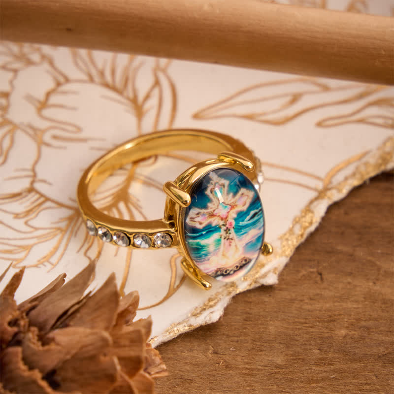 Christianartworkshop Artisan Polished Copper Cross Image Ring: Emblem of Radiant Heavenly Promise - image 4
