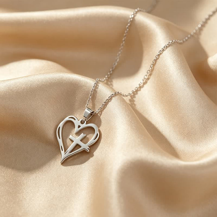 Christianartworkshop Minimal Polished Heart Cross Stainless Steel Pendant: Emblem of Holy Heavenly Favor - image 3