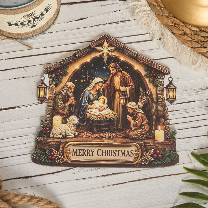 Christianartworkshop Polished Wooden Nativity Scene Tabletop Decor: Emblem of Holy Heavenly Favor - image 3